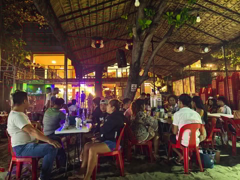 Outdoor bar at night